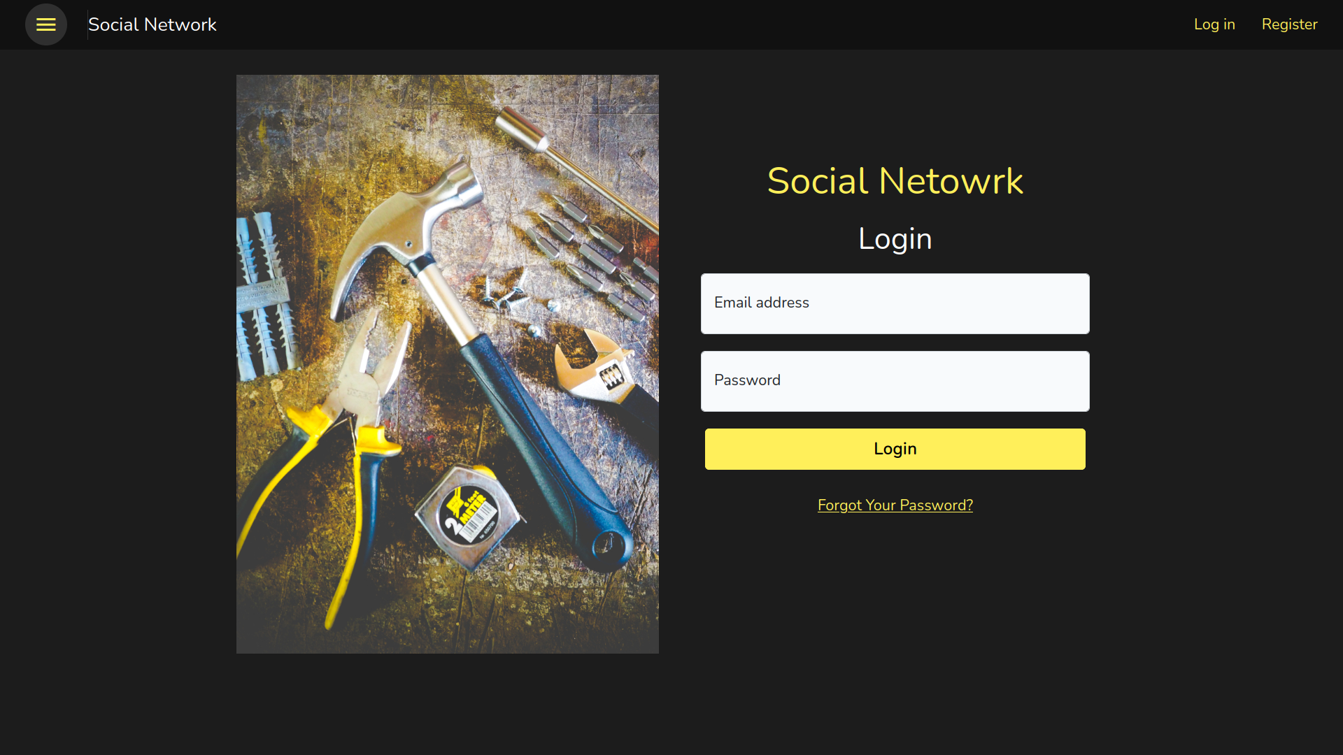 Captura de pantalla de sistema web tipo de red social